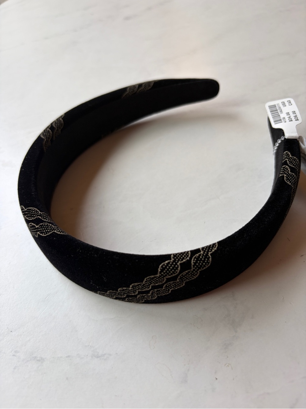 NWT Anthropologie Black Velvet Padded Headband